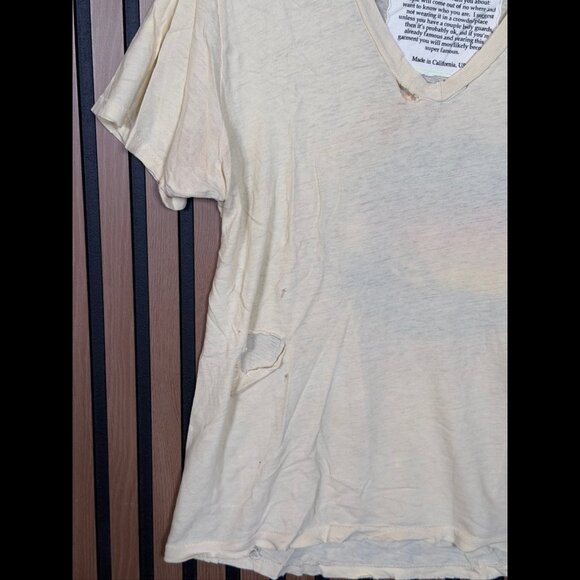 Aviator Nation T Shirt Medium Womens Ivory Malibu Short Sleeve Distressed - Picture 6 of 10